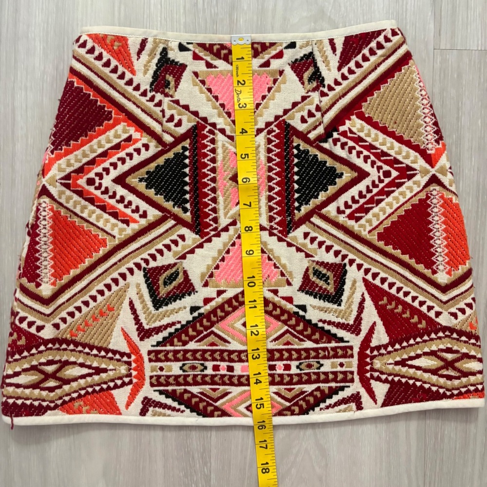 Topshop Women Skirt Mini Aztec Geometric Tapestry MultiColor Woven Festival US 4 - Picture 9 of 11